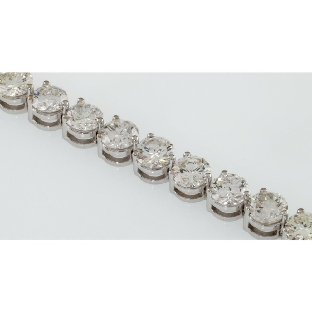 18k White Gold Round Diamond Tennis Bracelet TDW = 14.51 ct 6.75" - Picture 4 of 9